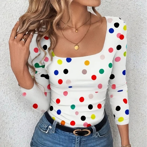 Tops - 3/$30 Colorful Polka Dot Women's Top